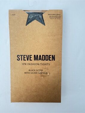Steve Madden Black Sheer Tights with Silver Sparkle Accent